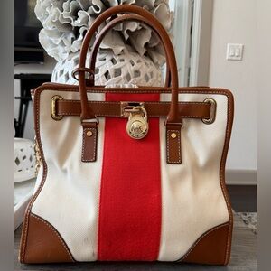 Michael Kors Red and Brown Satchel